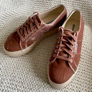 Superga Platform Sneakers Blush Velvet Women's Size 8 (EU 39) Excellent!